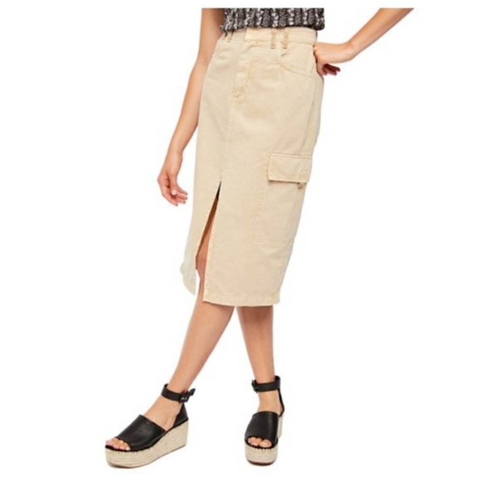 FREE PEOPLE Scout Midi TAN Skirt